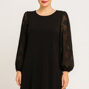 NWT Cece Women's Dress Sz M Black Long Lace Sleeve Shift Classic Career Office